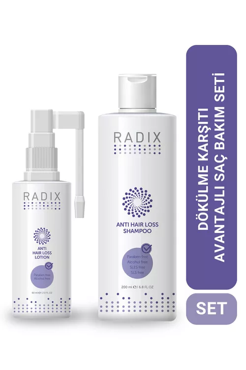 Saç düşmesine garşy Radıx toplumy: şampun 200 ml we losýon-pürküji 60 ml - 20855670