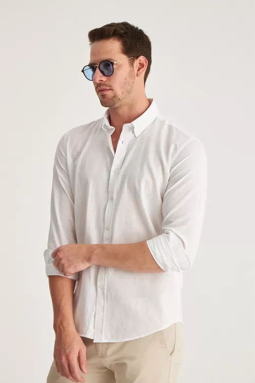 Zygyr görnüşli, Slim Fit ak reňkli köýnek - 8579365 — surat 3/4