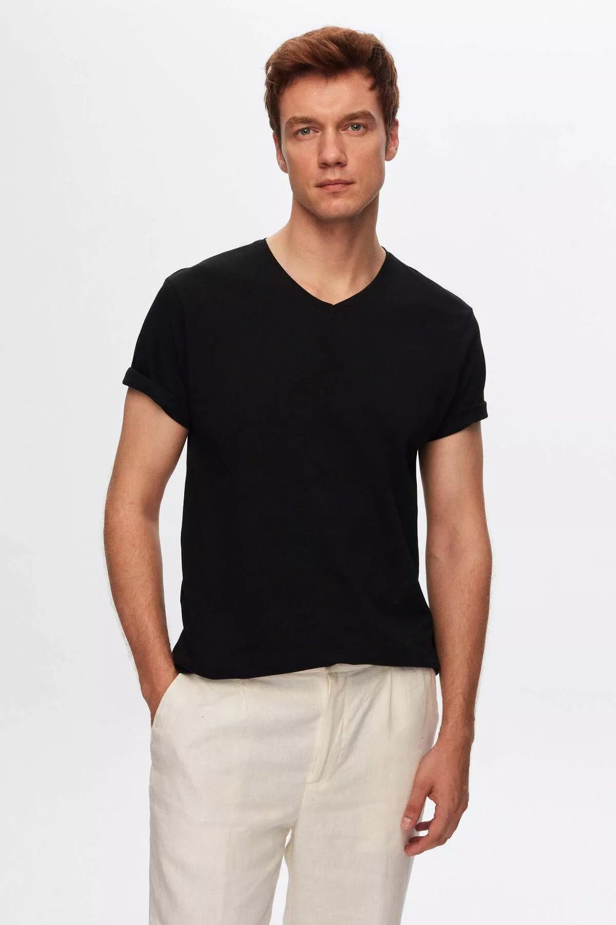 Gara reňkli pagta Slim Fit erkek futbolkasy - 12249100 — surat 1/5