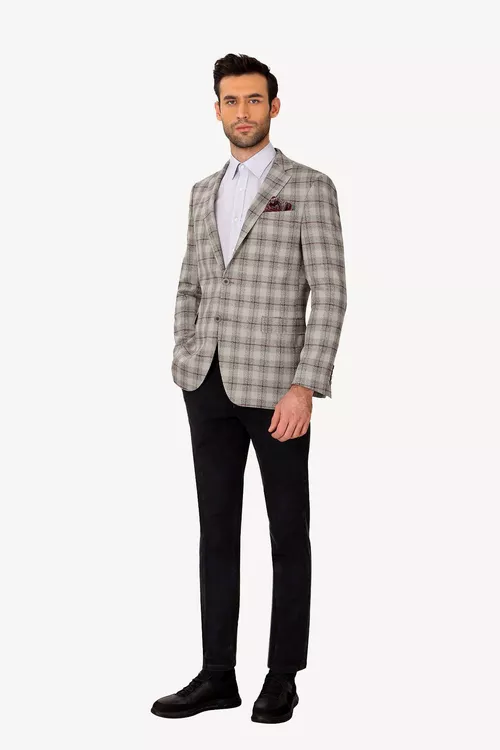 Erkekler üçin öýjükli Regular Fit çal penjegi - 24984287 — surat 2/4
