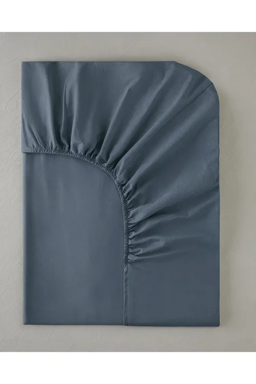 Novella Premium Soft Cotton King Size rezinkaly çarşaf 180x200 sm Denim gök - 34170818