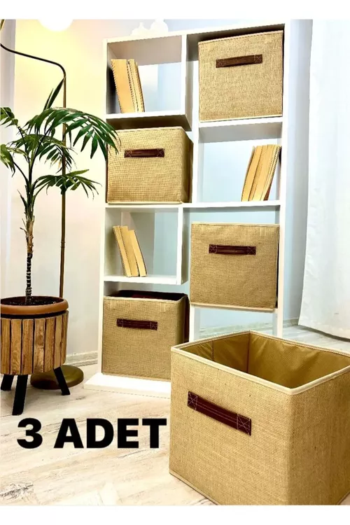 3 sany - Goşlary we oýunjaklary saklamak üçin eplenýän jut korobkasy 30x30x30 sm - 27337650