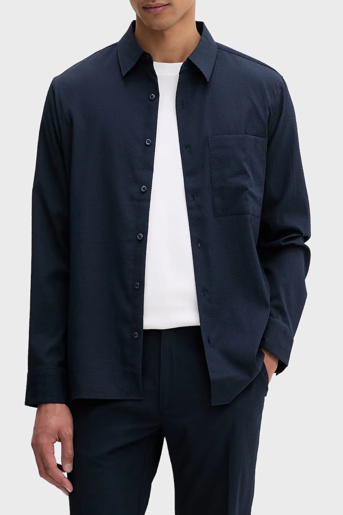 Calvin Klein regular fit göwüs jibli erkek köýnegi LV04LF108GCEF LV04LF108G CEF GOÝY GÖK - 34728522 — surat 1/5