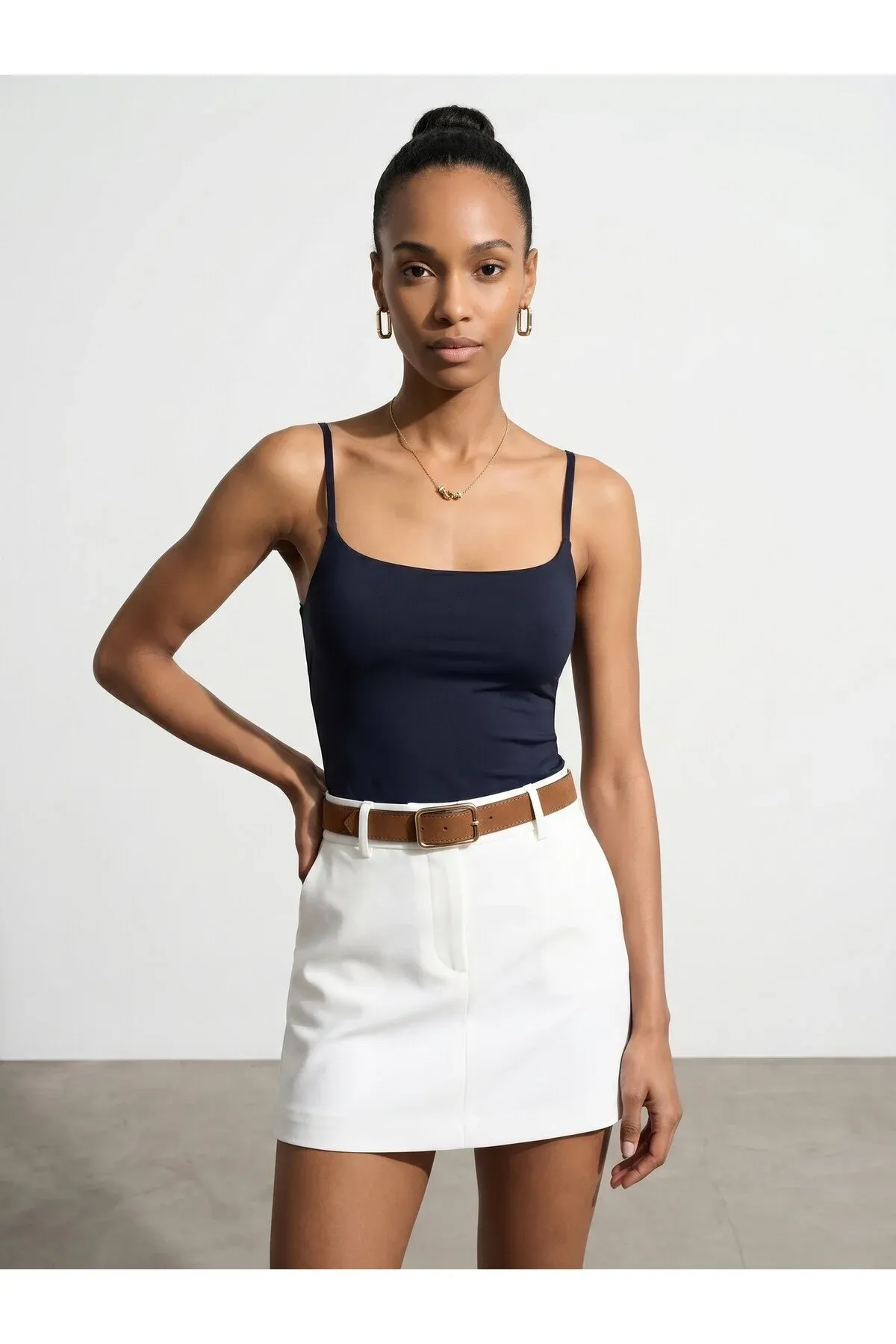 21200 Bra-Free askyly top — goýy gök - 35945625 — surat 3/6