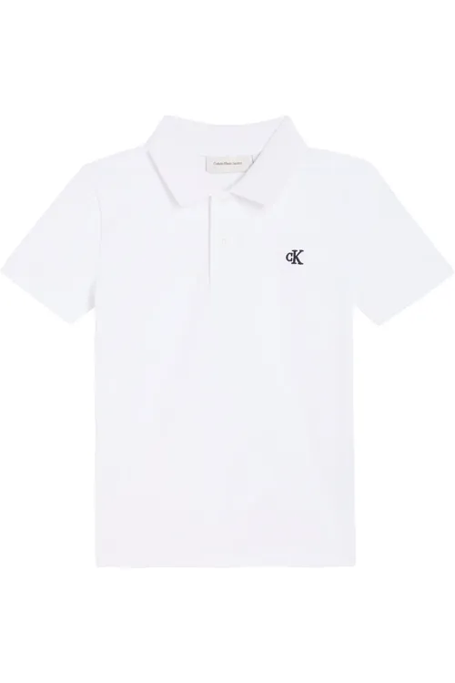 Oglan çagalar üçin pagta önüm ak Solid polo ýakaly futbolka - 35952196