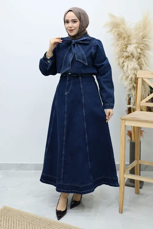 Ýakasy bagjamaly ýubkaly jinsi toplum TSD260135, goýy gök - 35969430