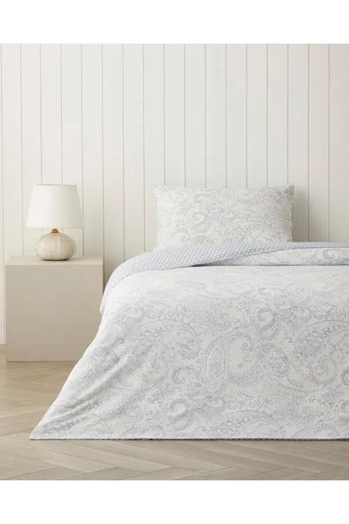 Aňsat ütüklenýän bir adamlyk ýorgan-düşek toplumy Paisley Touch 160x220 sm gök - 35877330