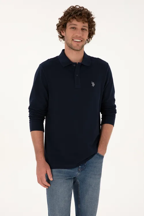 Erkek Regular Fit Polo ýaka goýy gök basic switişot - 29007530