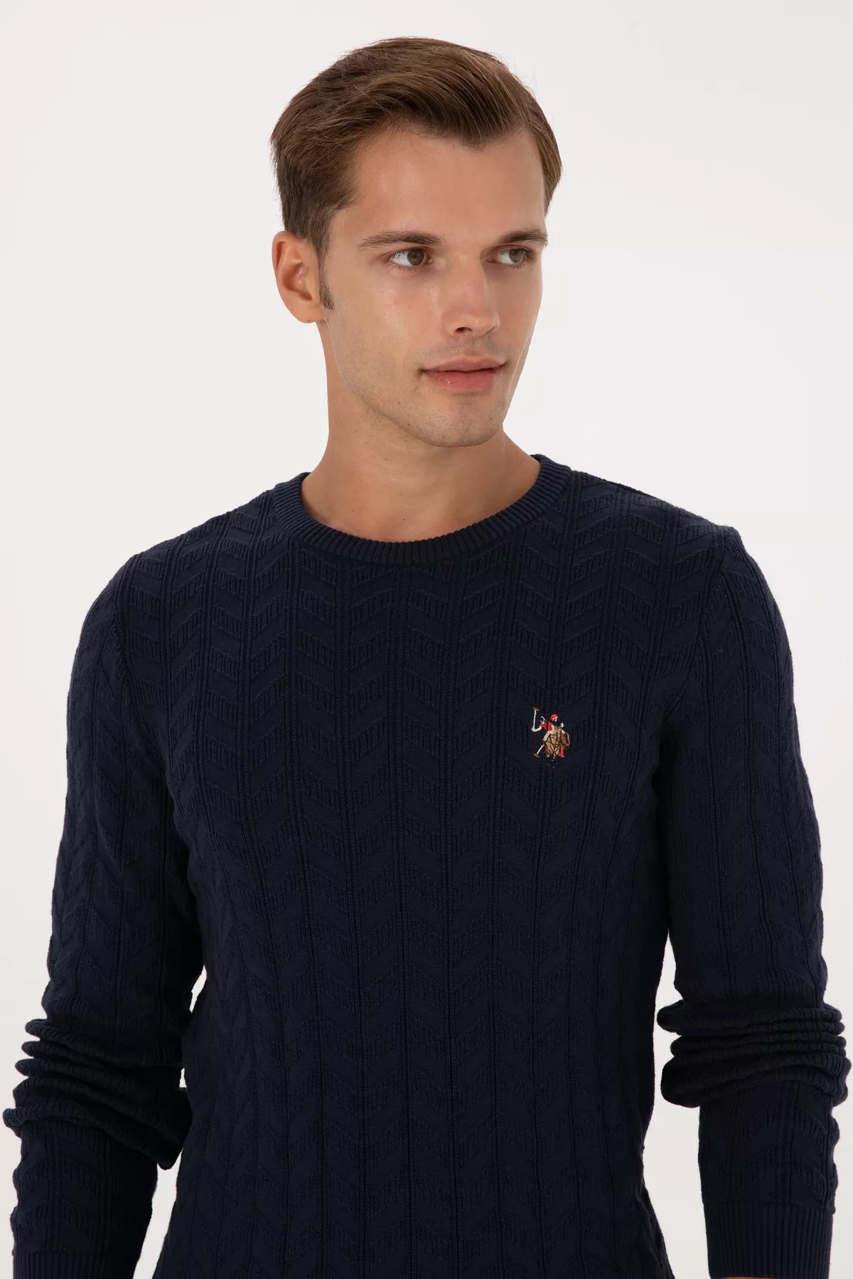 Nagyşly gara-gök Slim Fit erkek džemberi - 29007514 — surat 2/6