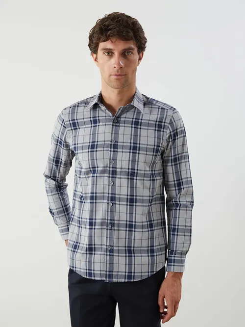 Regular Fit Ýeňli Çyzykly Armürlü Erkek Köýnek - 29139740