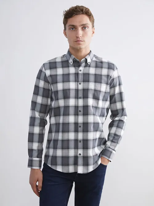 Regular Fit Ýeňli Çyzykly Erkek Köýnek - 29140099