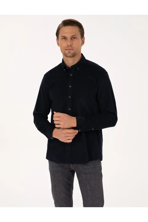 Goýy gök Regular Fit uzyn ýeňli köýnek 50310139-VR033 - 36678508