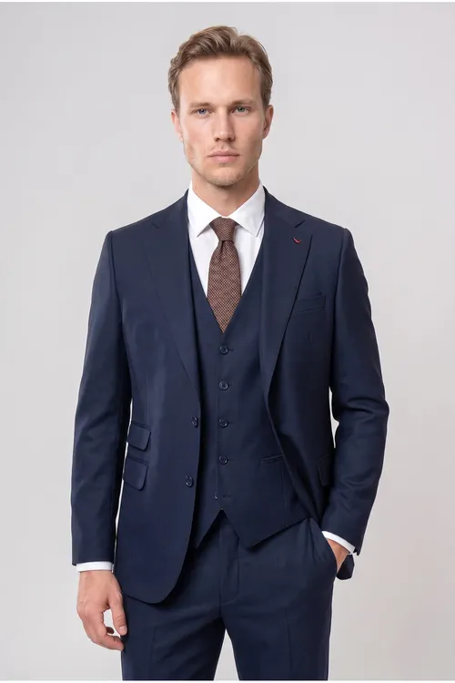 Ds Damat goýy gök uly dokaly ýeňsiz köýnekli kostým Slim Fit - 36677814