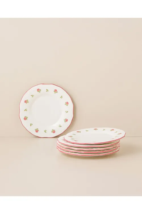 Rosette farfor 6 bölekden ybarat tort toplumy 22 sm, gülgüne - 36678175