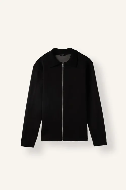 Standart Fit polo ýakaly esasy sydyrmaly trikotaž kardigan D3592AX26AU - 36693044
