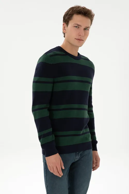 Erkek Regular Fit Tegelek Ýaka Gara-gök Jempir 50314952- Vr033 - 36682129