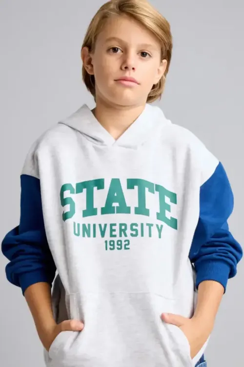 Oglan çagalar üçin kapýuşonly içi ýumşak sütükli galyň köýnek biçüwli switşot Overshirt Fit I3178A826WN - 36691466
