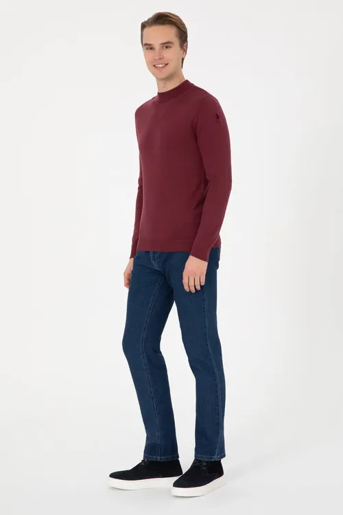 Erkek Slim Fit Polo Ýaka Baklajan Reňk Basic Jempir 50307823- Vr177 - 36682249 — surat 4/7