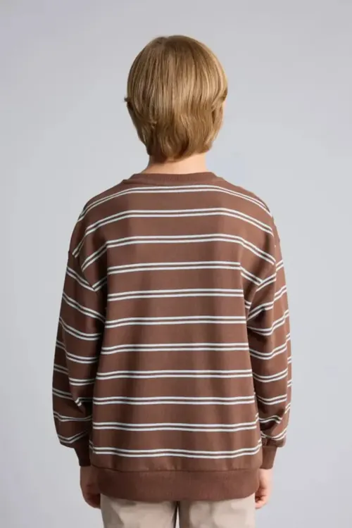 Oglanlar üçin tegelek ýakaly we zolakly giň Oversize switşot H9694A826WN - 36687579 — surat 5/5