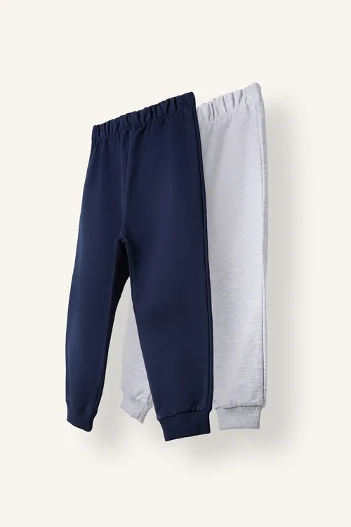 Oglan bäbekler üçin aýaklary we beli rezinli 100% pagta galyň matadan 2 sanysyndan ybarat esasy sport balak toplumy H6897A526AU - 36687798