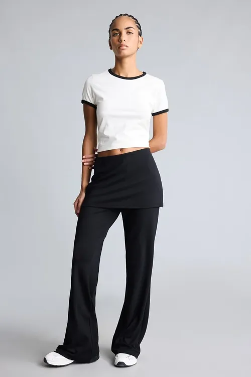 Ýubka detallary bolan Flare Fit standart boýly skuba daýwing matasyndan türgenleşik balagy I8133AX26AU - 36689600