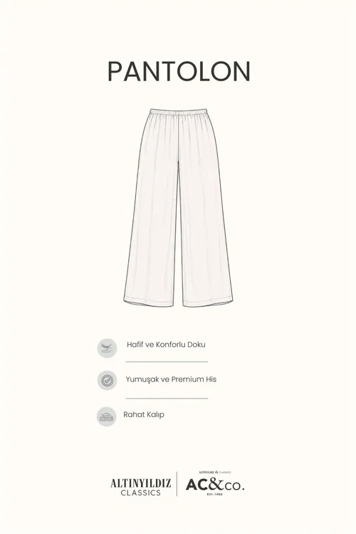 Aýallar üçin bež reňkli dokalan balak, premium wiskoza, ýumşak dokumaly, standart biçüwli, jübili, bili rezinli, amatly - 36676865 — surat 4/8