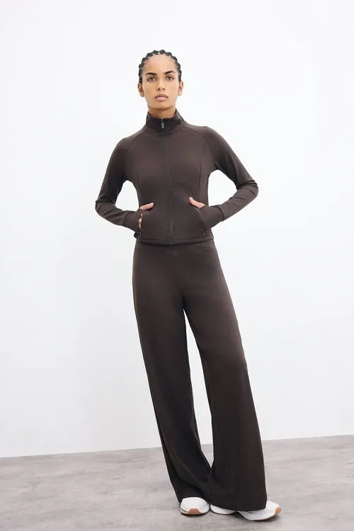 Ýokary belli, ýygnaýjy, giň paçaly we uzyn örän ýumşak Wide Leg sport balagy H5290AX26AU - 36688132