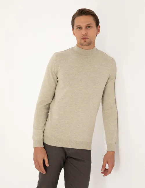 Çäge reňkli Slim Fit trikotaž switer - 30429713
