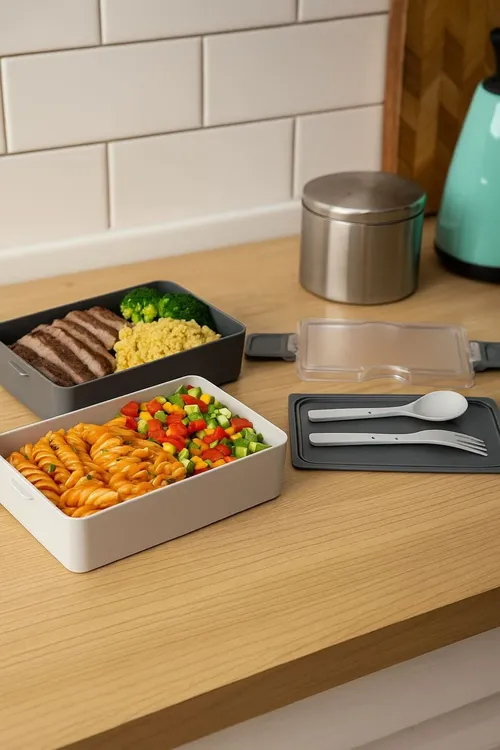Layers çal 2 gatly çemçe-wilkaly nahar gutusy Lunch Box - bölümli iýmit gutusy - 33264603 — surat 2/3