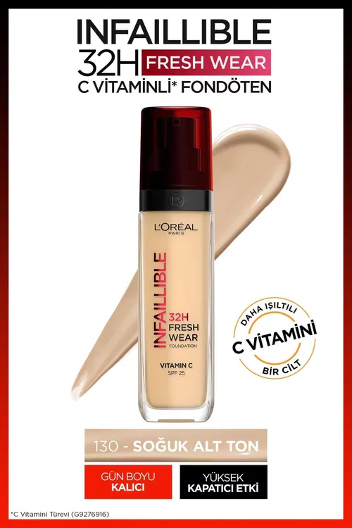 Infaillible 24H ýüzüň reňkini sazlaýjy krem, öwüşgini 130 True Beige - 6062600