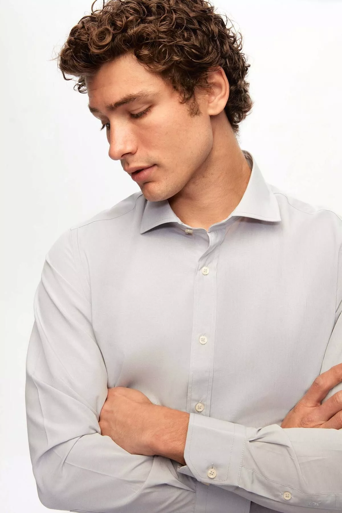 Slim Fit çal italýan ýakaly köýnek - 10947046 — surat 4/4