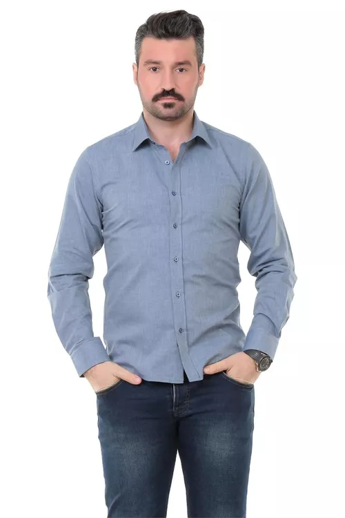Erkekler üçin Slim Fit jins köýnegi - 8773479
