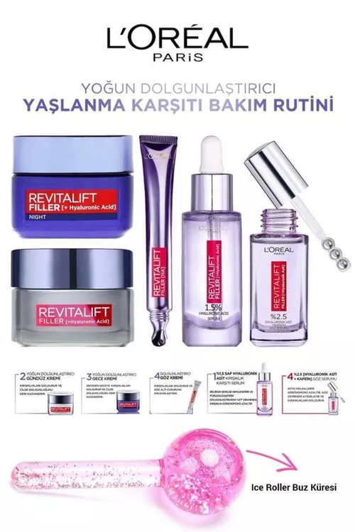 Revitalift Filler ýüz we göz töweregi üçin ýygyrtlara garşy gündizki we gijeki krem - 18517981