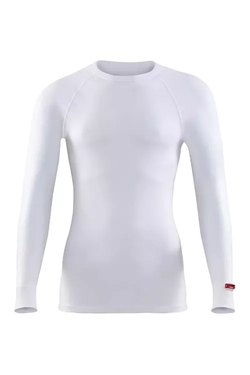 Uzyn ýeňli we O-görnüşli ýakaly ak termo-eşik - 8692539