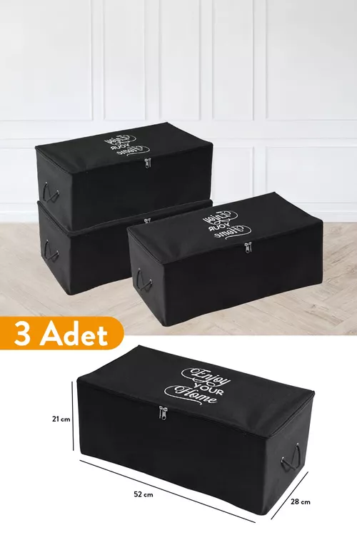 3 sany - Saklamak üçin kiçi kofr, gara 52x28x21 sm - 23072976