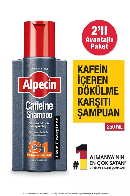 Kofeinli saç düşmegine garşy Alpecin C1 şampuny 250 ml x 2 sany - 22587693