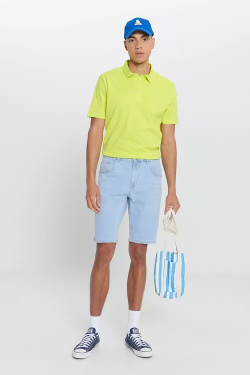 Çeýe pagta mataly Slim Fit jinsy şortyk - 16425967
