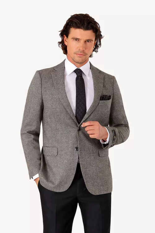 Erkekler üçin Regular Fit çal reňkli ýüň penjegi - 24984310