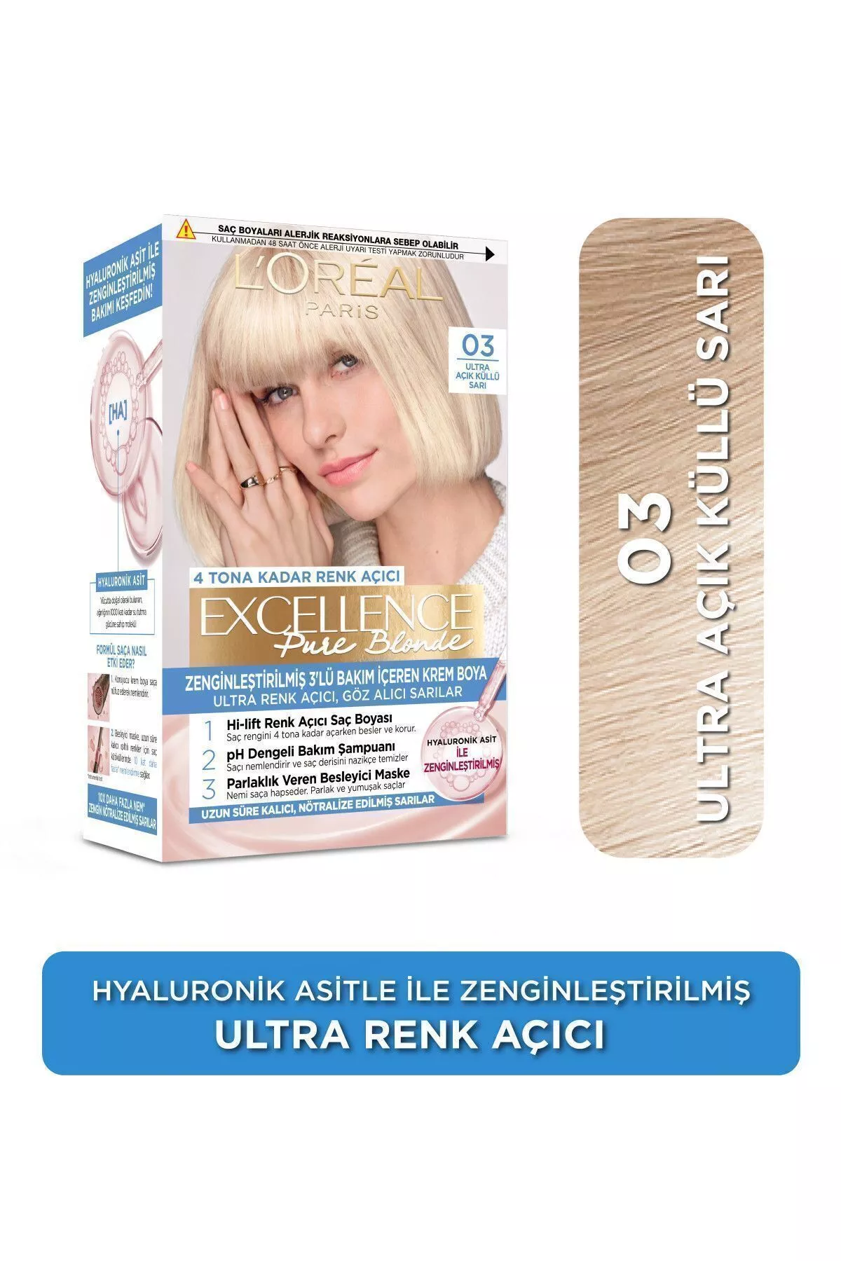 Saç üçin boýag Excellence Creme 03 aşa açyk çalymtyl blond - 9230261 — surat 1/8