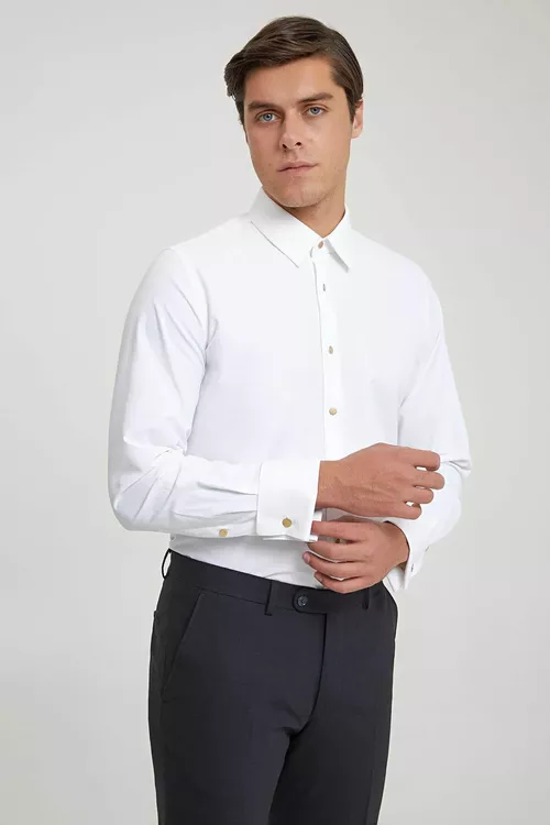 Ds Damat Slim Fit smokink üçin ak fakturaly köýnekçe - 27542245
