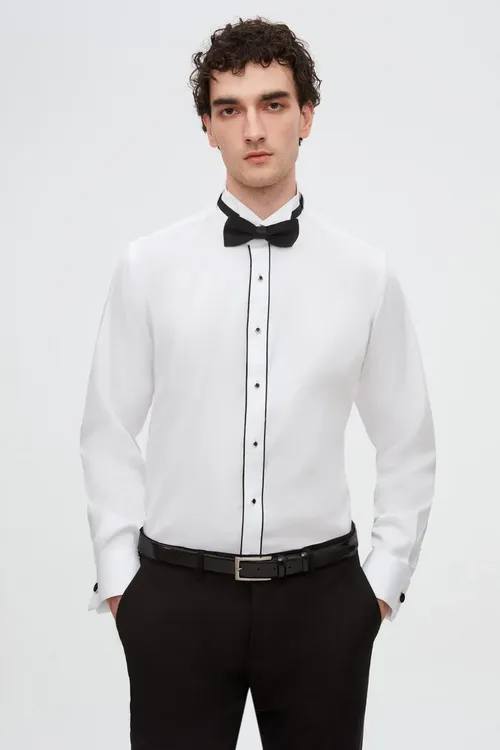 Smoking üçin ak klassiki Ds Damat Slim Fit köýnegi - 27542257