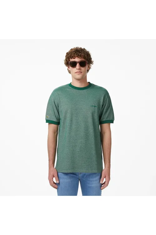 Erkekler üçin Relaxed Fit tegelek ýaka goýy ýaşyl T-Shirt - 35979837