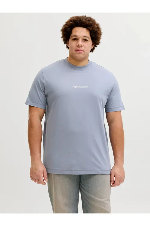 Erkek adamlar üçin çal reňkli uly ölçegli futbolka Jack Jones Jornorrebro Emb Tee Ss Crew Neck Pls 12284161-05 - 35965783