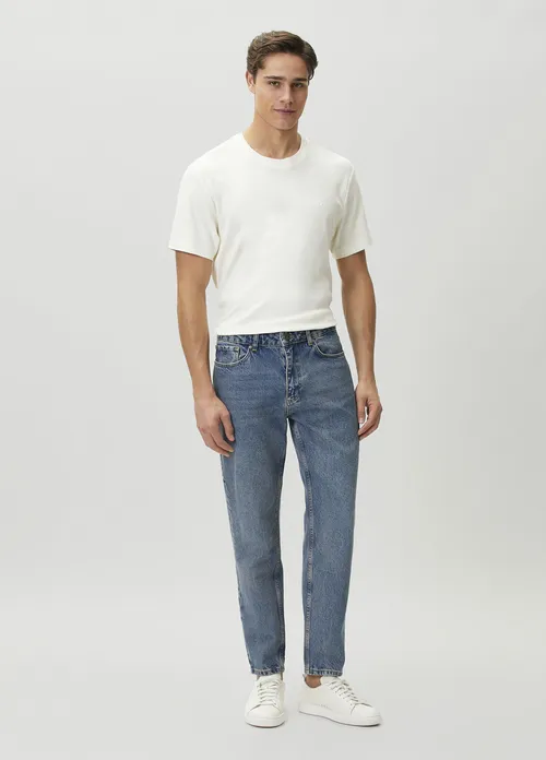 Tapered Fit kysymly gök reňkli, ýuwulan gaty jinsi balak - 35444802