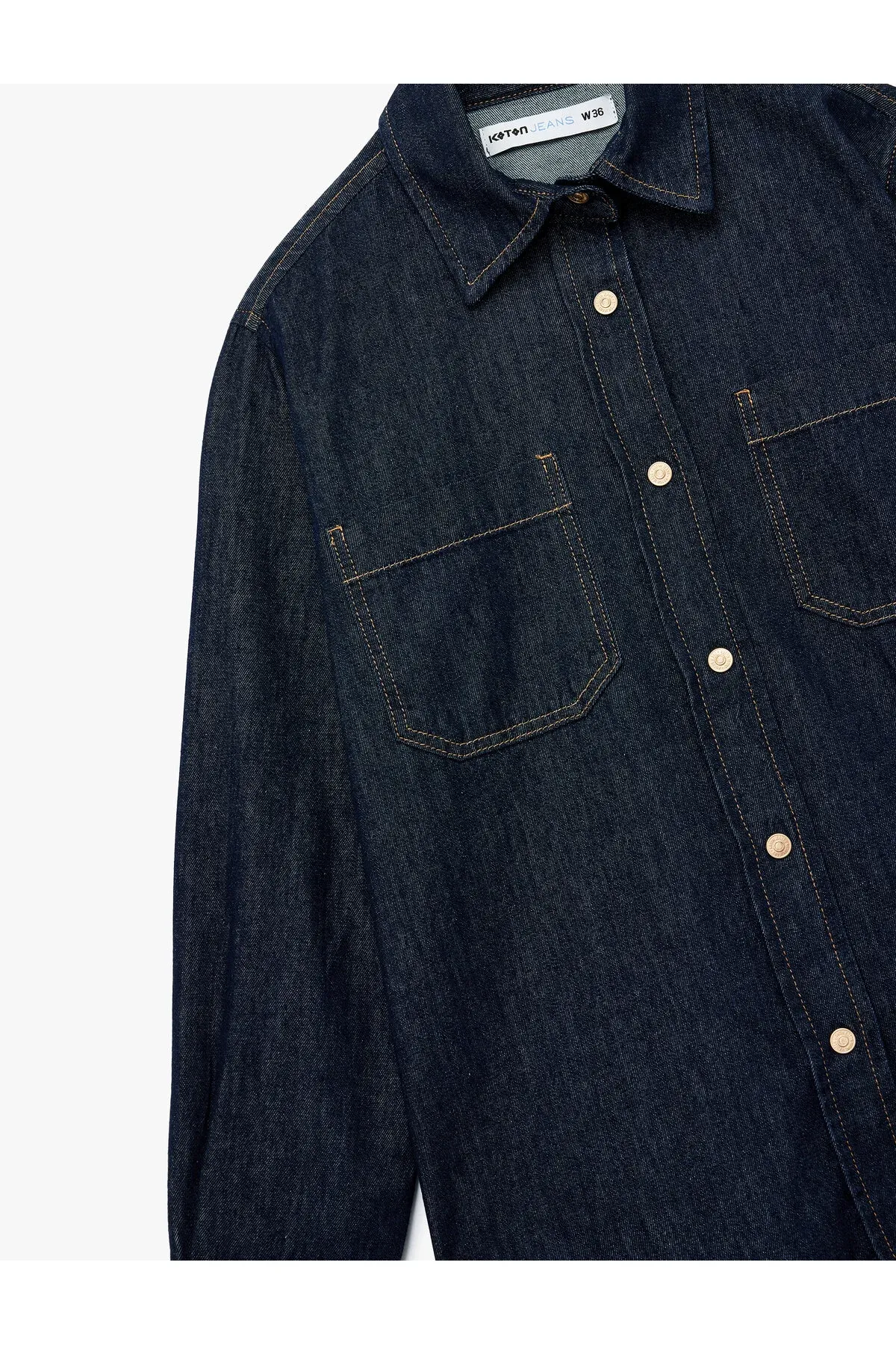Jübi Detally Ýeňli Klassik Ýaka Jeans Köýnek - 29558555 — surat 5/5