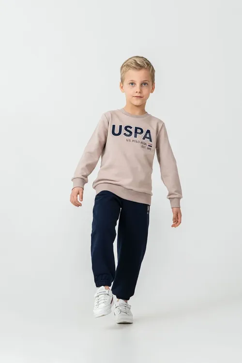 Oglan çaga üçin sary keşdeli uzyn ýeňli sport lybasy toplumy US2627-C-V1 - 36710963