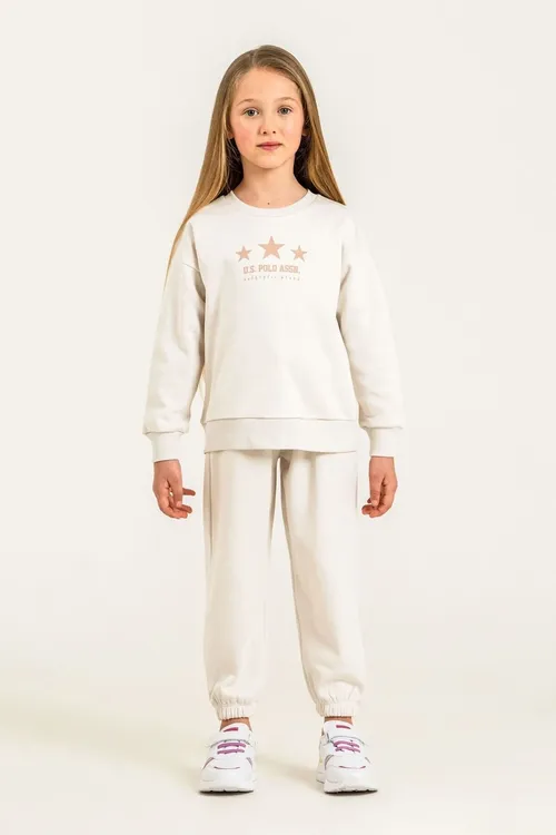 Gyz çaga üçin ak nagyşly uzyn ýeňli sport lybasy toplumy US2716-C-V1 - 36710977