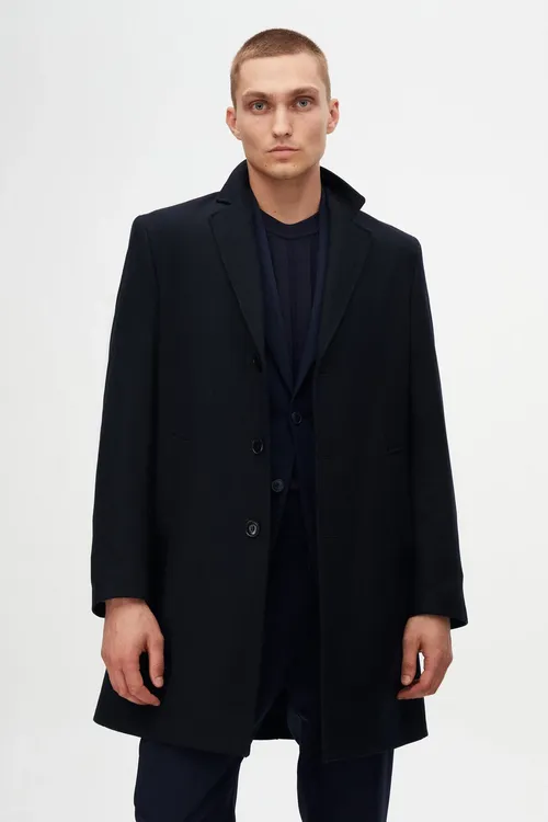 Slim Fit goýy gök palto - 33742851