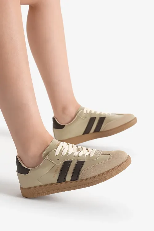 Unisex bež goňur termo dabanly gapdaly zolakly bagjygy bolan sport aýakgaby - 33432627