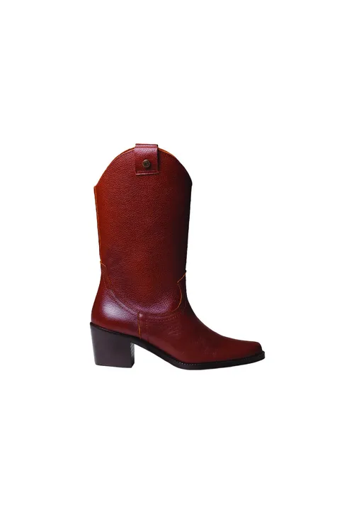 Aýallar / Gyz çaga ädikleri UBEDA LEATHER COWBOY ANKLE BOOTS WITH HEEL - 33634004